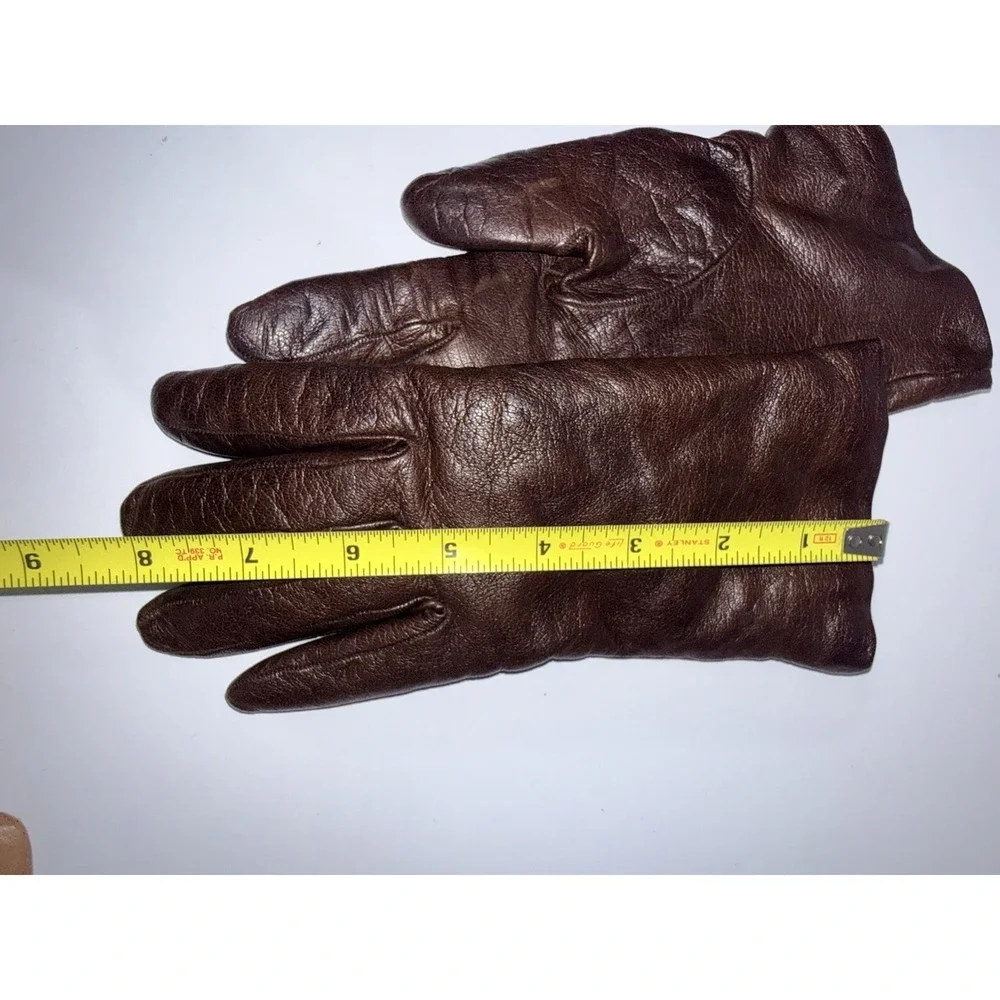 Sermoneta‎ Gloves Italian  Cashmere Lined Brown Leather Gloves Size 7.5 1